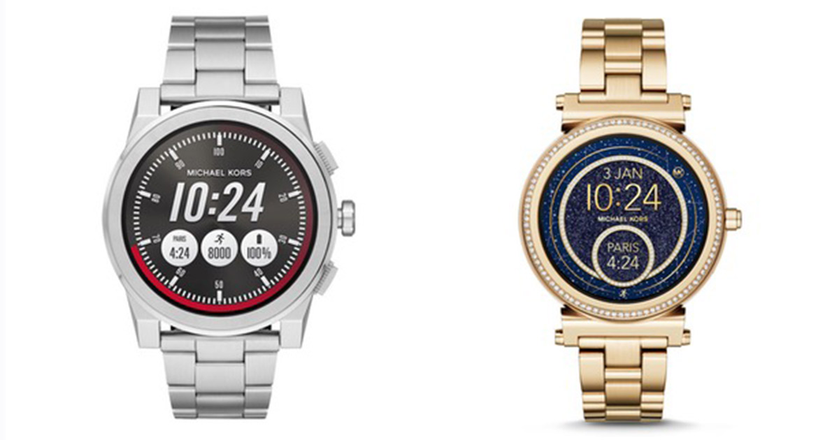 Die neuen Smartwatches von Michael Kors: Grayson (l.) für Männer und Sophie (r.) für Frauen.