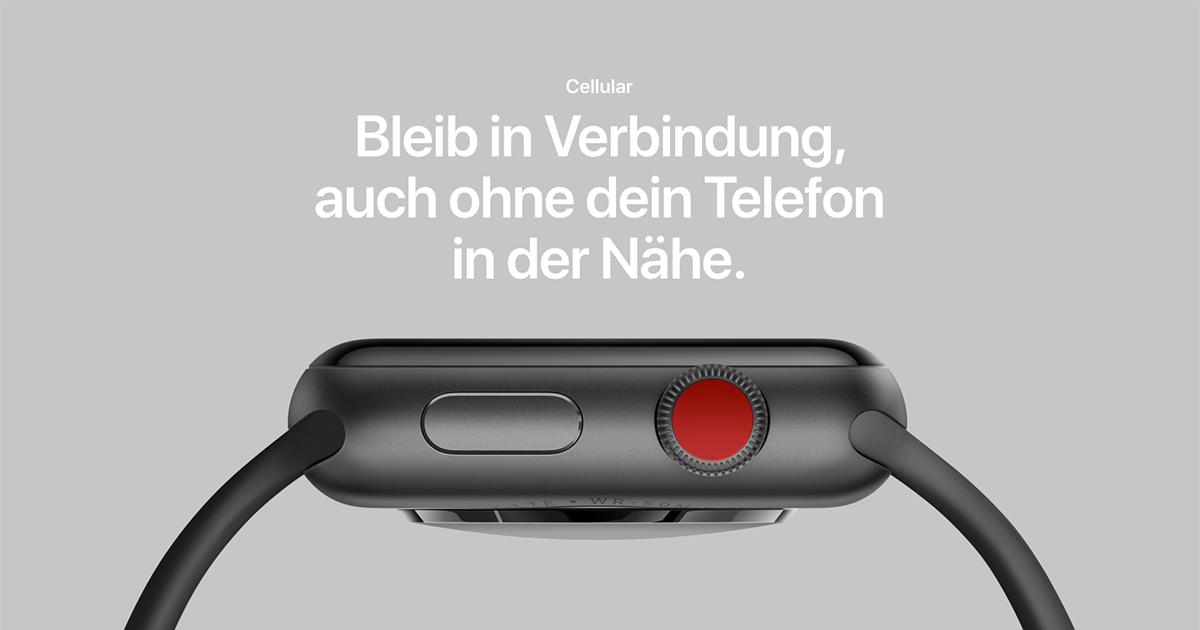 Das Design der Apple Watch 3 hat sich nicht verändert ... es wurden nur Adaptierungen für den autarken Betrieb vorgenommen.