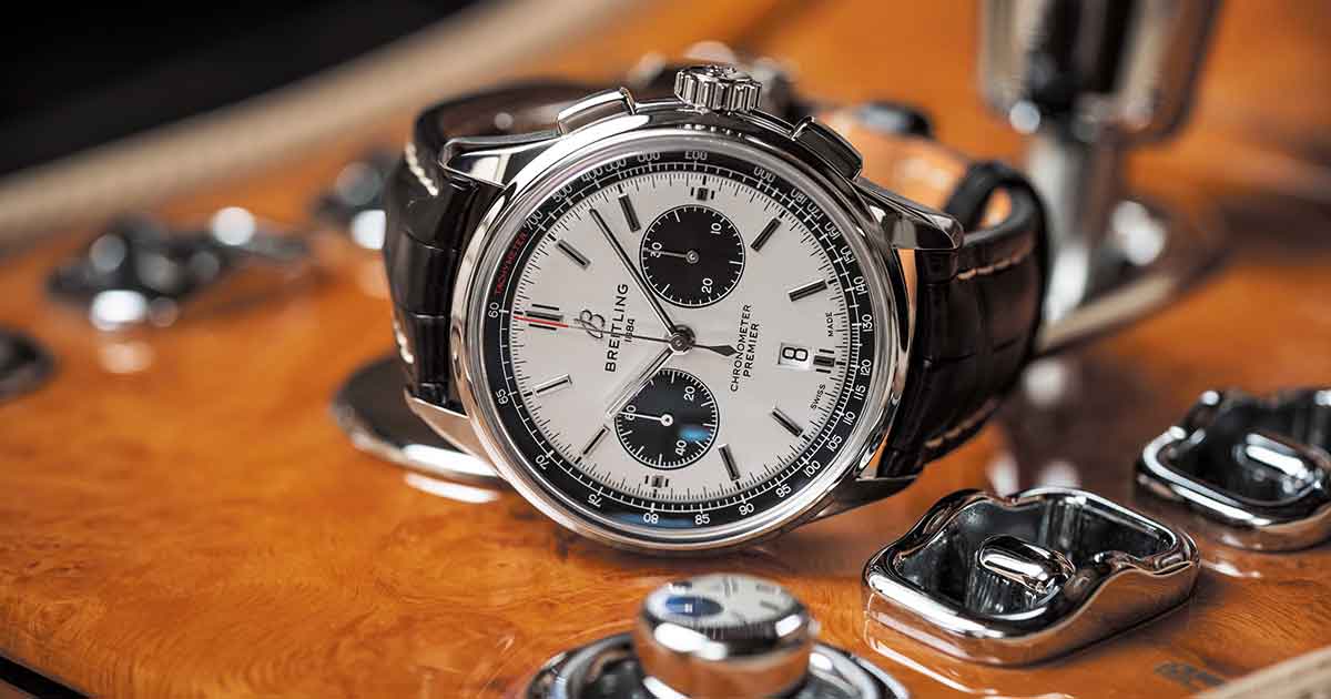 Prunkstück ist der Premier B01 Chronograph 42 mit dem hauseigenen Manufakturkaliber, für das fünf Jahre Garantie gewährt wird.