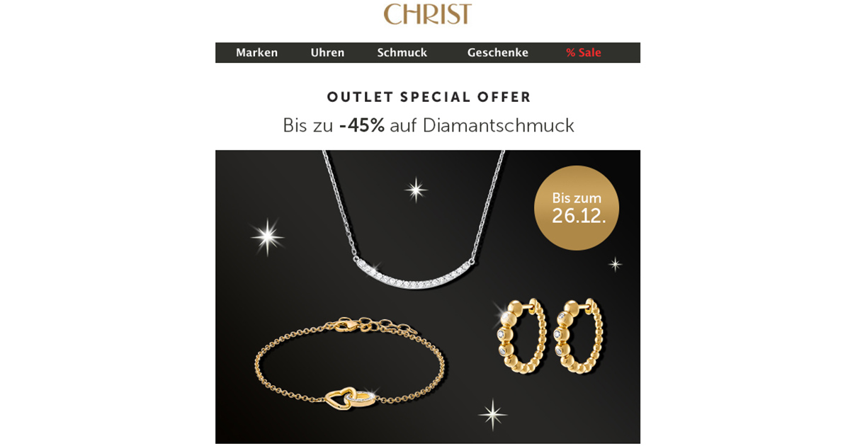 Dieses Angebot von Juwelier Christ ging per Newsletter raus.