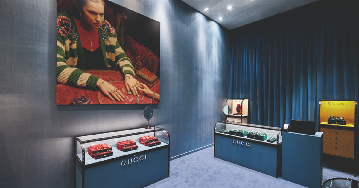 Ein Blick in die Pop-up-Boutique von Gucci in London.