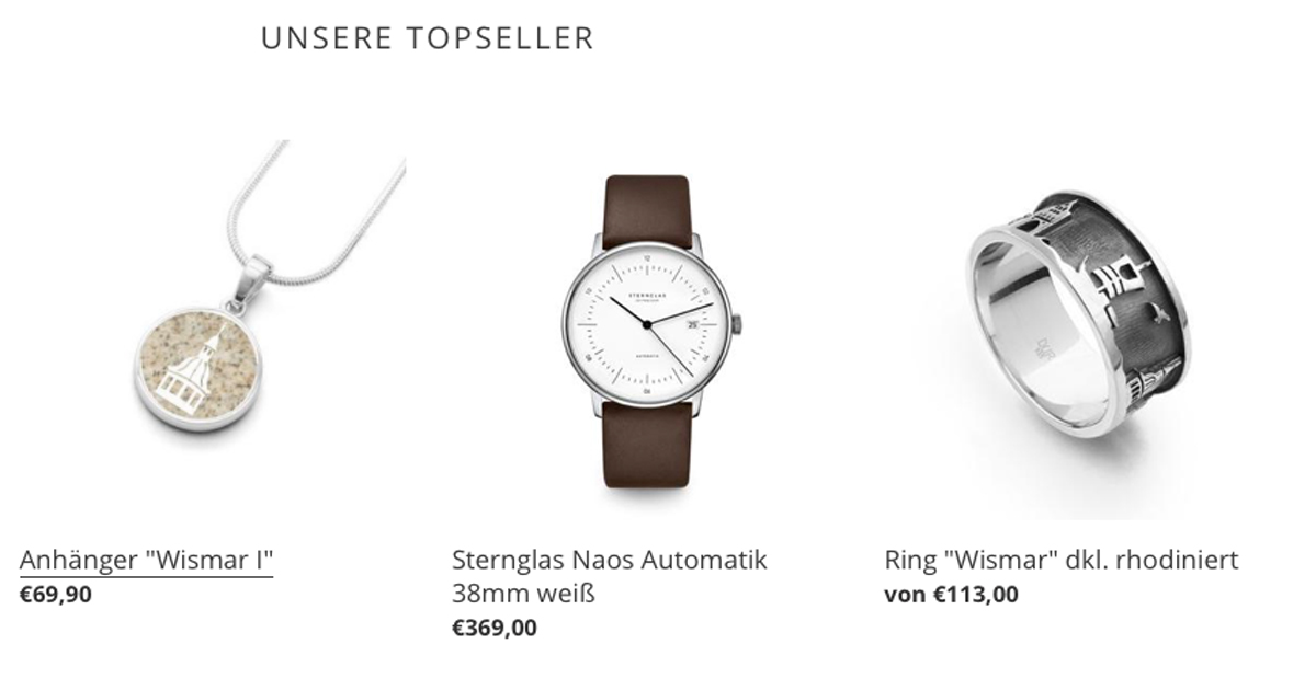 Zu kaufen gibt es nicht nur Uhren von Sternglas, sondern auch Schmuck.