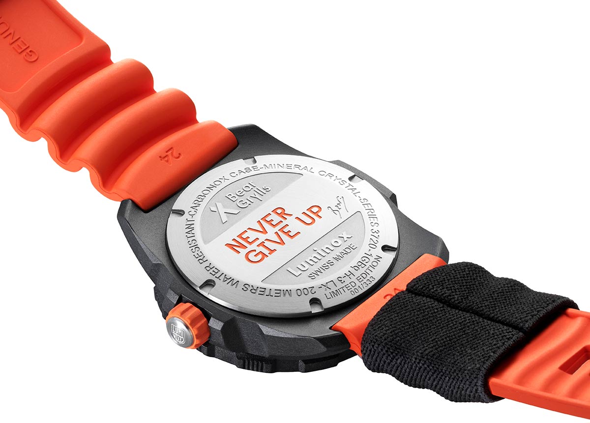 Die neue Luminox 3723.R3 wurde in enger Zusammenarbeit mit Bear Grylls entwickelt und besticht neben Robustheit und Widerstandskraft auch mit neuen Details.