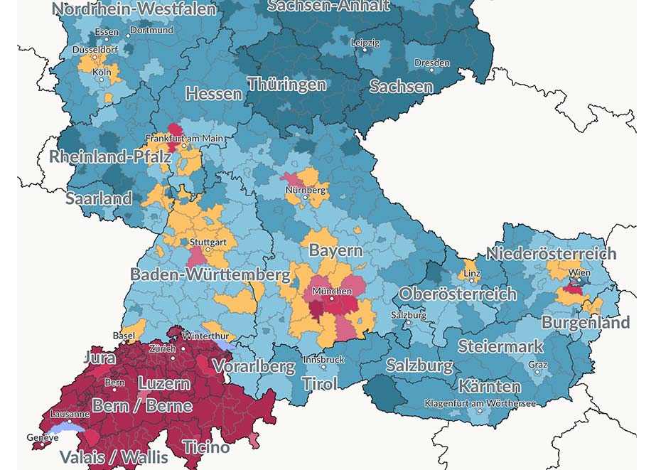 Die Kaufkraft in der Schweiz ist fast doppelt so hoch wie in Deutschland oder Österreich.