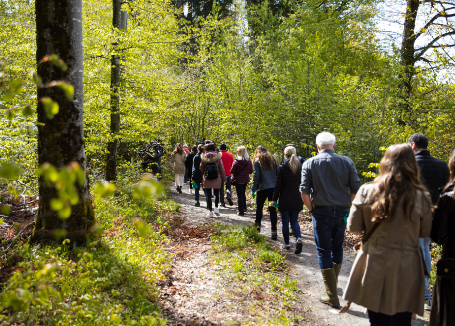 Auf ins Grüne: Event-Teilnehmer auf dem Weg zur Baumpflanzstelle nahe bei Zürich. © Mondaine