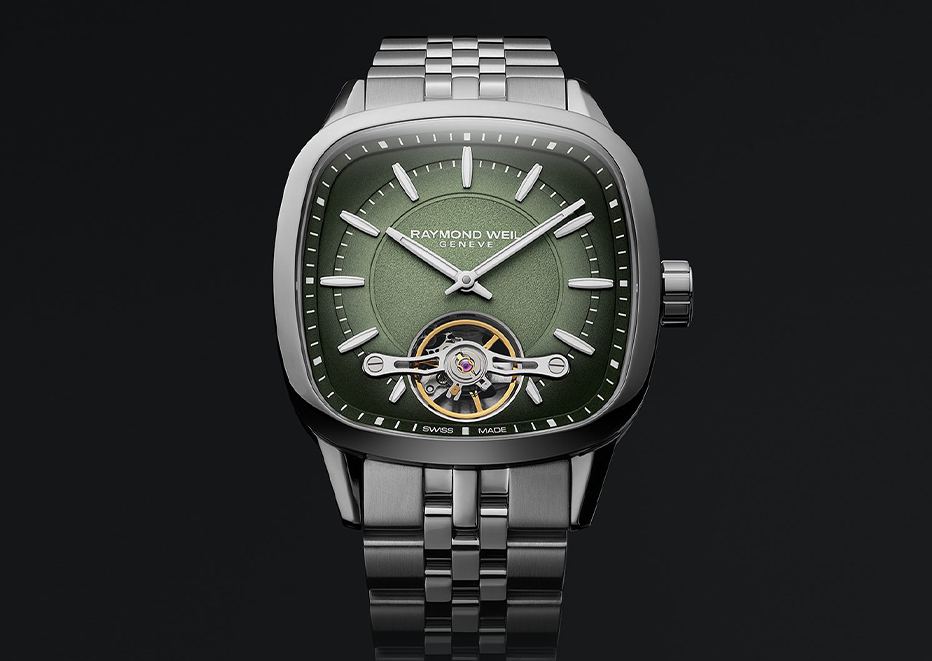 Raymond_Weil_Freelancer_Autmatik_Formuhr_offene_Unruh_grün_Edelstahl